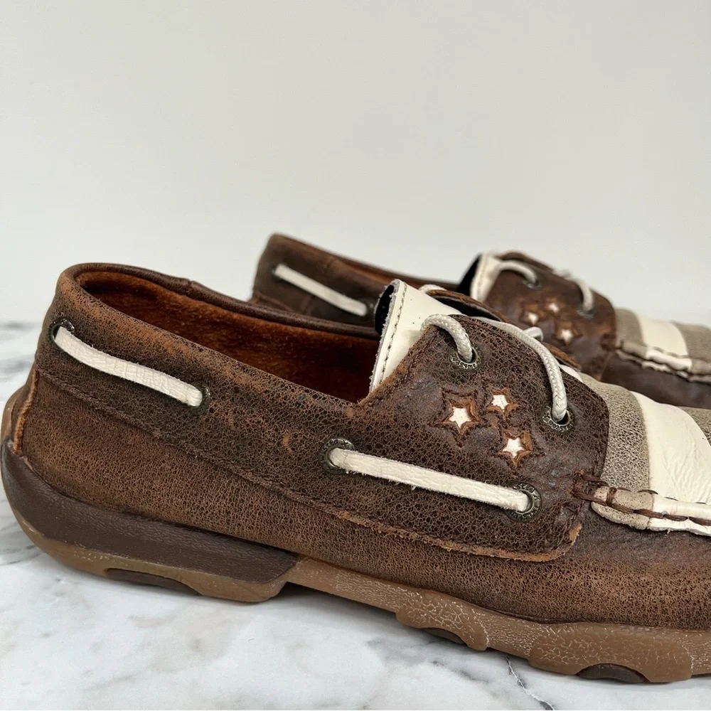 Twisted X Brown and Cream Women's Moccasins - Picture 3 of 12